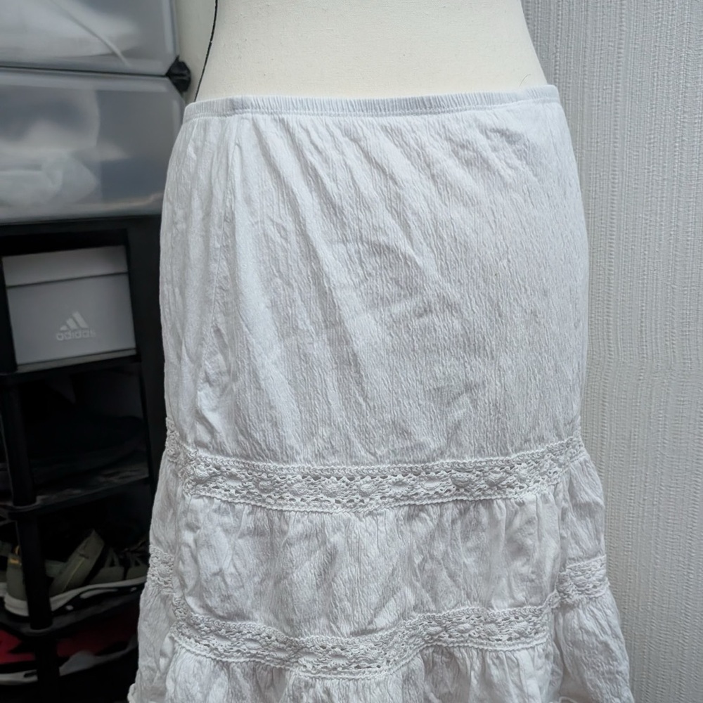 White Lace Trim Skirt